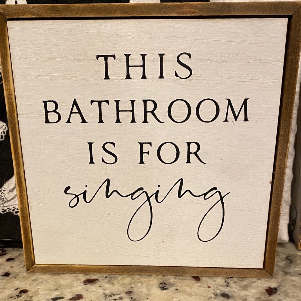 Decorative Bathroom Sign - White and Black